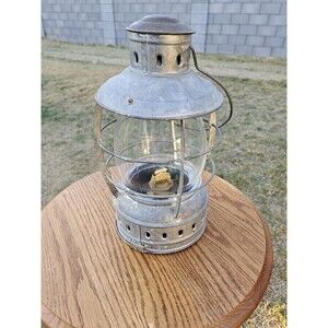 Antique Navy  Or Lifeboat Nautical Perko Galvanized Steel Oil Lamp Lantern Rare